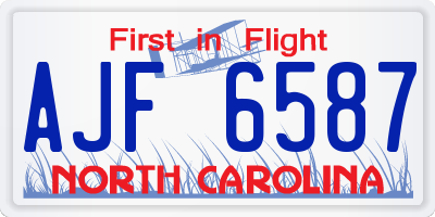 NC license plate AJF6587