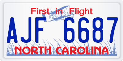 NC license plate AJF6687