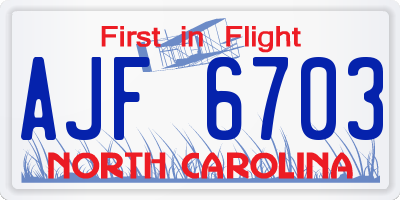 NC license plate AJF6703