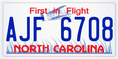 NC license plate AJF6708