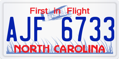 NC license plate AJF6733