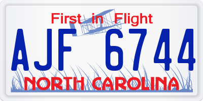 NC license plate AJF6744