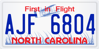 NC license plate AJF6804