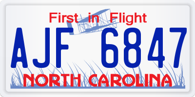 NC license plate AJF6847