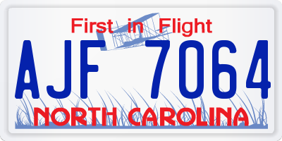 NC license plate AJF7064