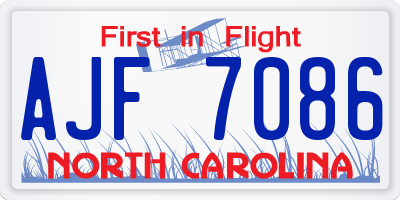 NC license plate AJF7086