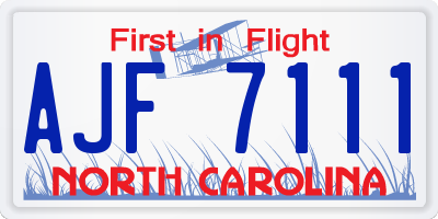 NC license plate AJF7111