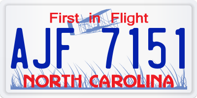 NC license plate AJF7151