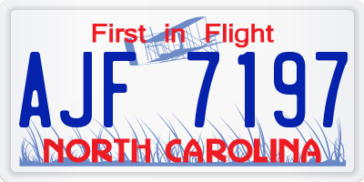 NC license plate AJF7197
