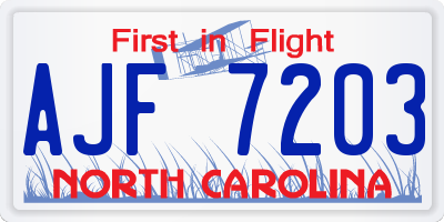 NC license plate AJF7203