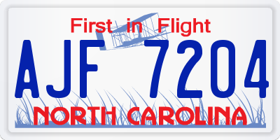 NC license plate AJF7204