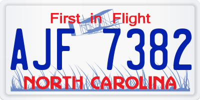 NC license plate AJF7382
