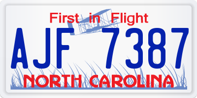 NC license plate AJF7387