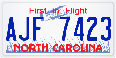 NC license plate AJF7423