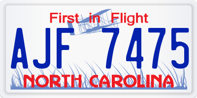 NC license plate AJF7475
