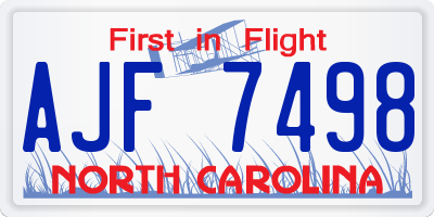 NC license plate AJF7498