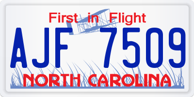 NC license plate AJF7509