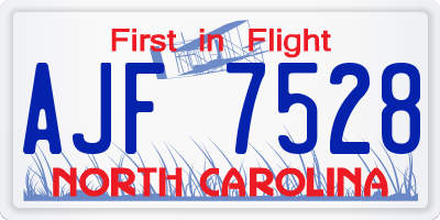 NC license plate AJF7528