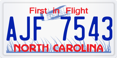 NC license plate AJF7543