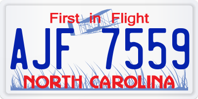 NC license plate AJF7559