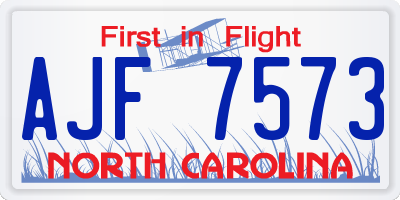 NC license plate AJF7573
