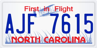 NC license plate AJF7615