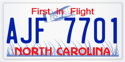 NC license plate AJF7701