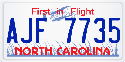 NC license plate AJF7735