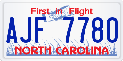 NC license plate AJF7780