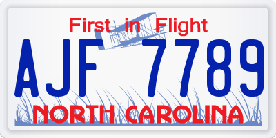NC license plate AJF7789