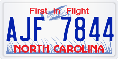 NC license plate AJF7844