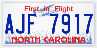 NC license plate AJF7917