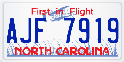 NC license plate AJF7919