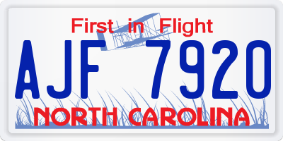 NC license plate AJF7920