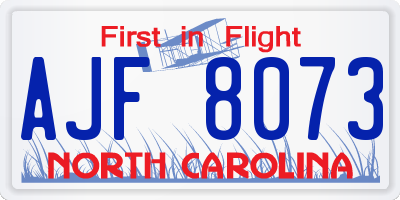 NC license plate AJF8073
