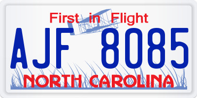 NC license plate AJF8085