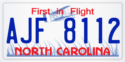 NC license plate AJF8112