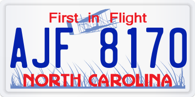 NC license plate AJF8170