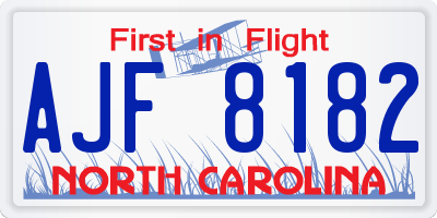 NC license plate AJF8182