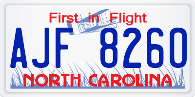 NC license plate AJF8260