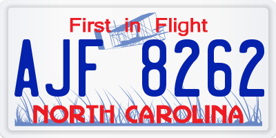 NC license plate AJF8262