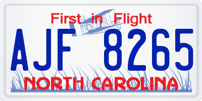 NC license plate AJF8265