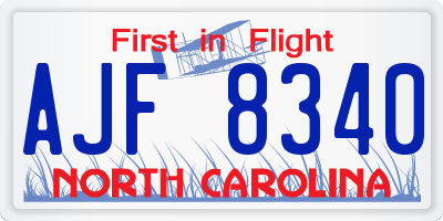 NC license plate AJF8340