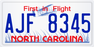 NC license plate AJF8345
