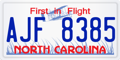 NC license plate AJF8385