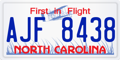 NC license plate AJF8438