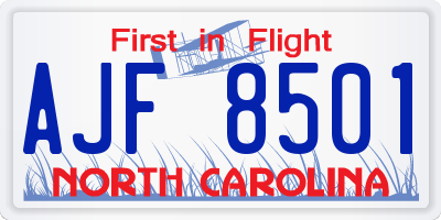 NC license plate AJF8501