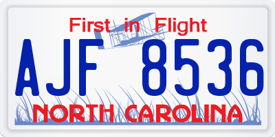 NC license plate AJF8536