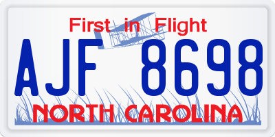 NC license plate AJF8698