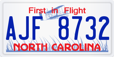 NC license plate AJF8732